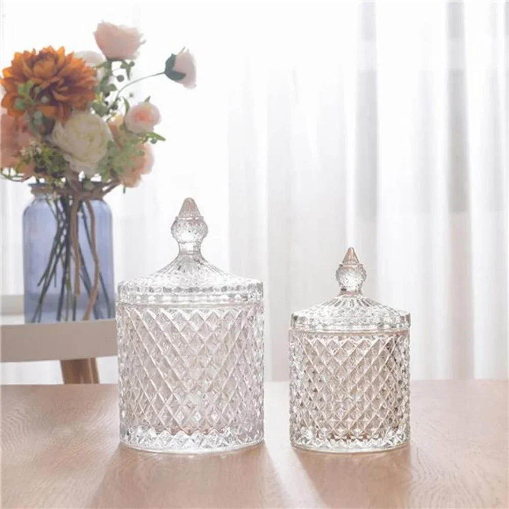 10+24 oz Glass Jars Set of 2 Bathroom Canisters Storage Organizer (Clear)